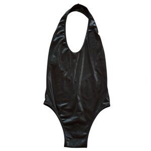 Sunset go Black Halter Neck faux leather one piece Swimsuit small/medium